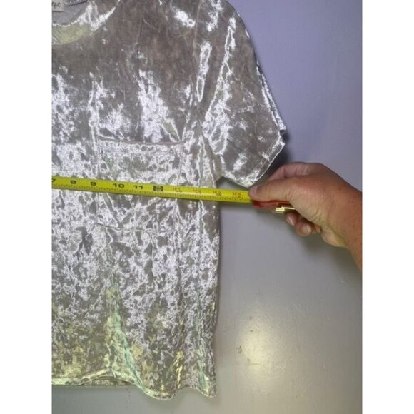Crushed Velvet Short Sleeve Top With Pocket Celebration Holiday Party New Years - Picture 5 of 7